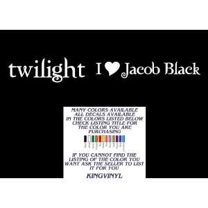  Twilight & I Heart Jacob Black 6 Decals (White color 