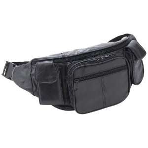  Large Black Leather Waist Bag By Embassy: Home & Kitchen