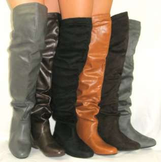 Over Knee Flat Slouchy Thigh High Riding Boot  