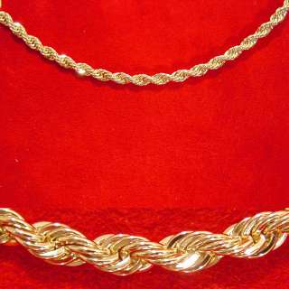 NEW 24K HEAVY GOLD GP FAT 5mm FRENCH ROPE CHAIN NECKLACE ALL SIZES 