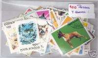 Thematic stamps 100 different stamps  DOGS AND CATS   