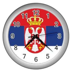   CHEAP Serbia Flag Silver Wall Clock  