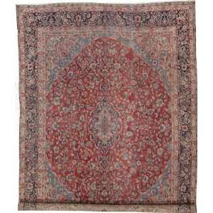   134 Red Persian Hand Knotted Wool Kerman Rug: Furniture & Decor