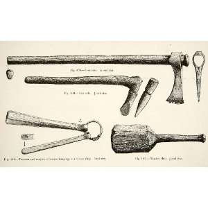 1889 Wood Engraving Tools Iron Axe Celt Bronze Tweezer Earpick Rinc 