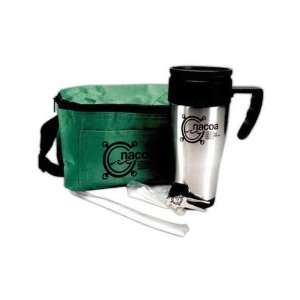   Golf gift set with travel mug packed in a cooler.