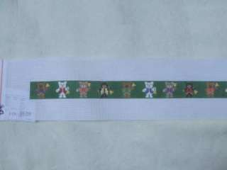 Bell Ringing Teddy Bears Hand Painted Needlepoint Belt Canvas  