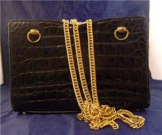Vintage Saks Fifth Avenue Genuine Alligator Clutch Evening Bag Black 