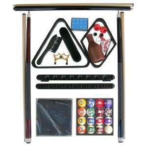 : Black Finish Billiard Pool Table Accessory Kit W Marble Style Ball 