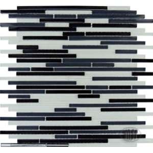  Black and White Bamboo Pattern 8mm Glass Mosaics