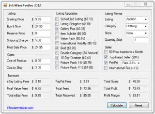  PROFIT & FEE CALCULATOR PROGRAM *INSTANT *  