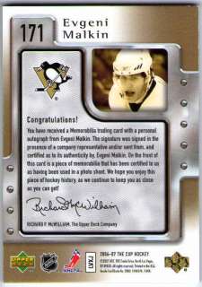 EVGENI MALKIN 2006 07 The Cup Gold Rainbow Autograph Rookie Patch /71 