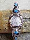 Turquoise Ladies Watch Band Turquoise Sleeping Beauty Sterling Leaf 