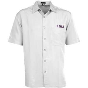   Antigua LSU Tigers White Prevail Short Sleeve Shirt