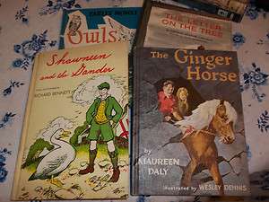 Lot of 4 Old Childrens Preteen books/Ginger Horse/Owls in the Family 