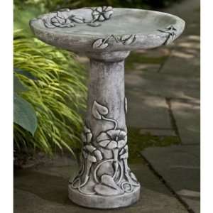   Morning Glory Pedestal Cast Stone Bird Bath: Patio, Lawn & Garden
