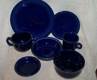   Laughlin Fiesta Cobalt Blue 7 pc Place Setting Dishes USA made  
