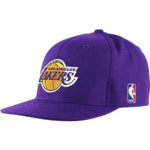   Angeles Lakers Adidas Fitted Flat Brim Hat (Purple)