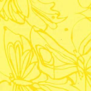   quilt fabric by Maywood Studios, line drawn butterflies in yellow