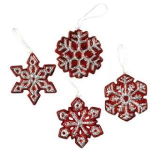 NEW RAZ Imports Christmas Peppermint Snowflake Ornaments set of 4 