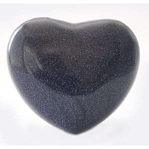  BLUE GOLDSTONE   45mm Puffy Heart Crystal Healing Pocket Stone 