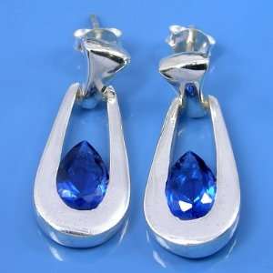   Synthetic Blue Spinel Gemstone Fancy Earring Arts, Crafts & Sewing