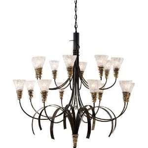    Chandelier H46 W47 Clear Textured Glass