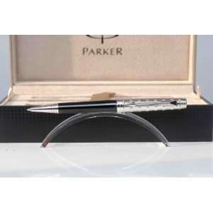  Parker Premier Deluxe Black ST (Silver Trim) Ballpoint Pen 