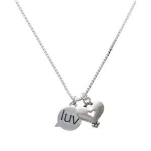  luv   Love   Text Chat and Silver Heart Charm Necklace 