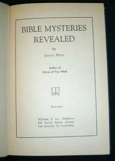 Johan Wien BIBLE MYSTERIES REVEALED   1944 2ndEd Illust  