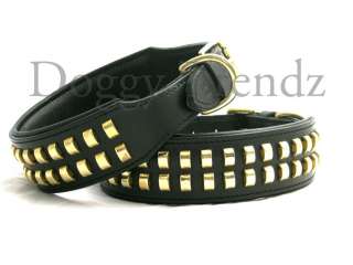 REAL LEATHER DOG COLLAR 2 WIDE STRONG BRASS STUDS  