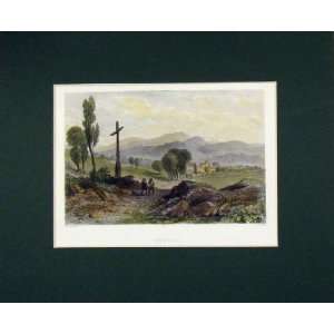   Hand Coloured Print View Boege Country Trees Cross