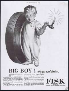 1951 Fisk Tire Cute Big Boy Vintage Print Ad  