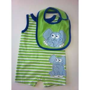   Blue,green & White Romper with Bib   Newborn   Cool Baby Clothes: Baby