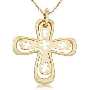    18k Gold Over Sterling Silver Stenciled Cross Pendant Jewelry