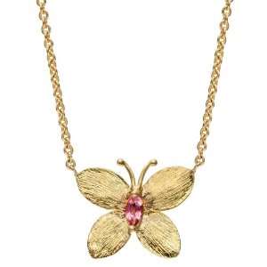   Bielka 18k Gold & Pink Tourmaline Butterfly Pendant Necklace: Jewelry