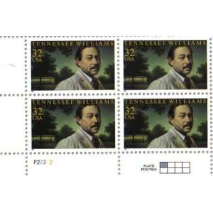 TENNESSEE WILLIAMS ~ PLAYWRIGHT #3002 Plate Block of 4 x 32 cents US 