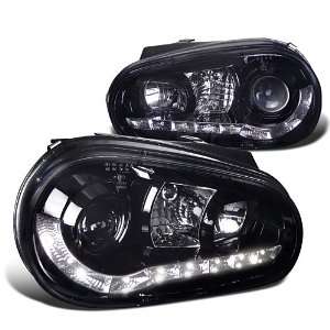 VOLKSWAGON GOLF HATCHBACK R8 STYLE LED PROJECTOR HEADLIGHTS SMOKED