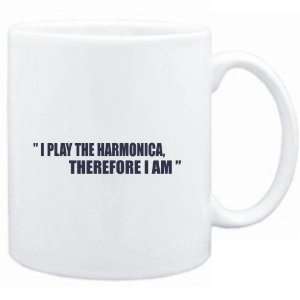  Mug White i play the guitar Harmonica, therefore I am 