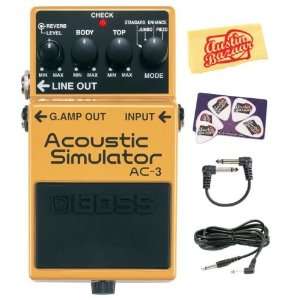  Boss AC 3 Acoustic Simulator with Reverb Pedal Bundle with 10 Foot 