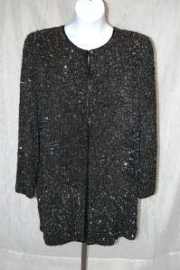 LAWRENCE KAZAR SEQUINED BLOUSE TOP JACKET SIZE 2X 18W 20W XLNT COND 