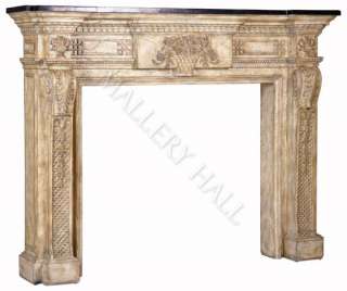 Floral Fireplace Surround Cast Stone Black Stone Top  