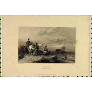  View Boulogne Ship Wreck Coast France Carter Old Print 