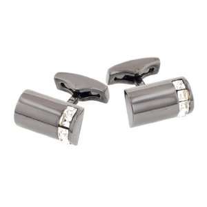  Bold gunmetal plated bowed cufflinks with swarovski 