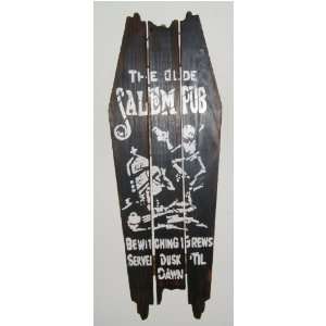  HALLOWEEN The Olde Salem Pub Coffin Top Wall Door Sign 