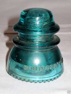 BLUE GREEN HEMINGRAY   42 GLASS INSULATOR  