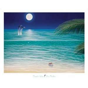    Moonlit Palms   Poster by Dan Mackin (52x41.75): Home & Kitchen