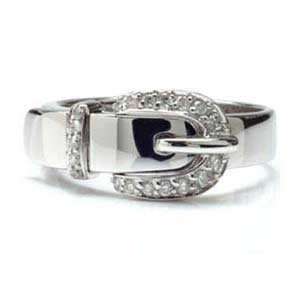 14k White Gold, Diamond Buckle Right Hand Ring (0.20 ctw 
