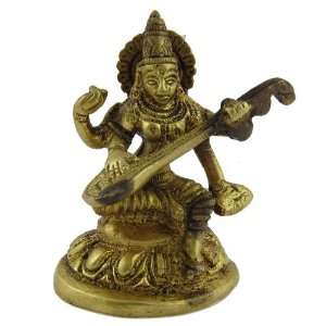  Religious Statues of Hindu Goddess Sarasvati in Brass 