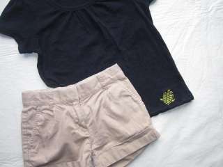   navy TURTLE shirts GIRLS 5 6 Khaki shorts LOT outfit JCREW  