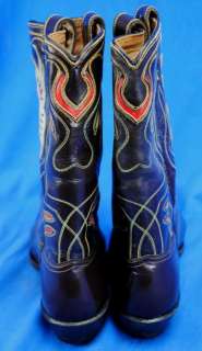 Vtg Mens 9 Acme Leather Cowboy Boots Brown Eagle Hawk  